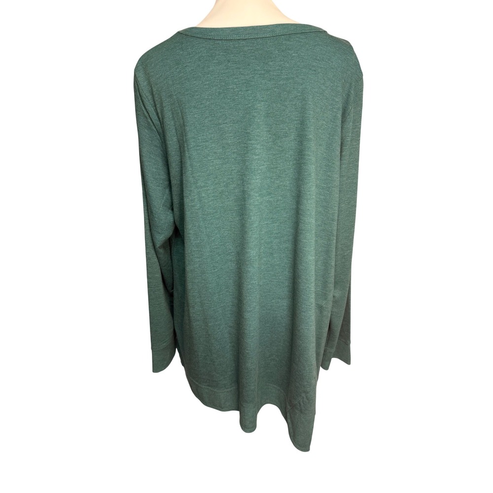 LOGO Green V‎ Neck Long Sleeve Shirt, Women's XL